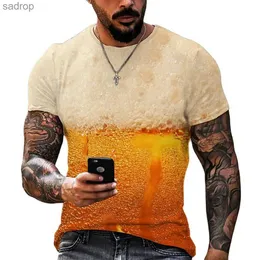 Мужские футболки с пивным принтом 3D мод повседневная персонализированная уличная хип-хоп веселая мужская футболка с короткими рукавами.