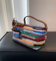 Rainbow Woven Crossbody Fashion Luxury Multi Tote Branded Design Bags Bags Women's Purse 240427