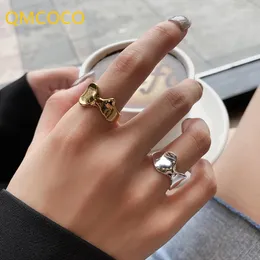 Clusterringe QMCOCO Silber Farbe Trendy Einfacher breit kreativer Punk Unregelmäßige offene Verstellbart Party Schmuck für Frauen