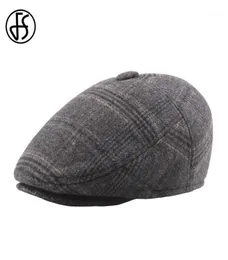 Fs outono de inverno flafe boina baps homens grossos chapinhas de orelha quente de pai cinza cáqui vintage captura plana Casquette Peaky Blinders Beret13460197