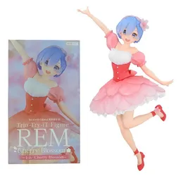 Anime Manga Re Life in un mondo diverso da zero rem Cherry Blossoms Standing Model Toy Pvc Collection Desktop Namesl2404