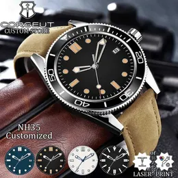 Wristwatches CORGEUT 41mm NH35A Commercial Automatic Machinery Mens Sapphire Steel Belt Luminescent 90 Ring Waterproof Q240426