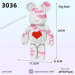 Transformation Toys Robots Cartoon Love Violent Bear Brick Color Model with Clocks Micro Diamond Blocks Childrens Gift Birthday Gift Setl2404