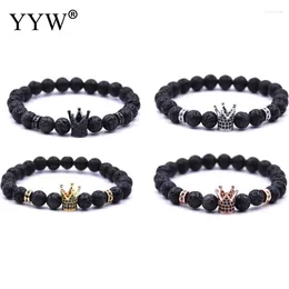 Charm Bracelets 2024 Trendy Lava Stone Pave CZ Imperial Crown Bracelet For Men Or Women Jewelry Gift Pulseras Mujer Moda