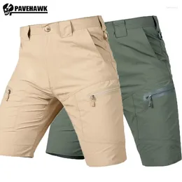 Shorts masculinos ferramentas táticas masculino verão rápido seco multi-bockets esportes calças médias no macacão de escalada resistente ao desgaste à prova d'água