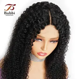 Синтетические парики Jerry Curly Curly Front Wig Human Hair Natural Color Нет средней части прозрачного закрытия Q240427