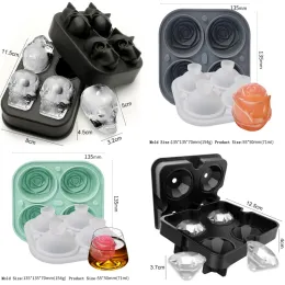 Tools 3D Silicone Diamond Skull Ice Mold Tray Stackable Silicone Ice Cube Molds for Whiskey Cocktails Beverages Iced Tea Bloom Rose