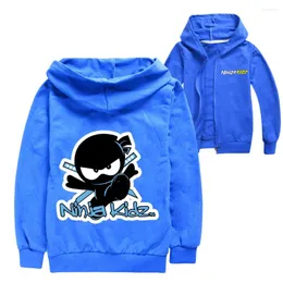 Jackets desenho animado infantil Ninja Kidz Kids Zipper Prind Tops Roupas de crianças meninos e meninas Camiseta de mangas compridas roupas de camiseta