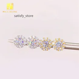 China Fine Jewelry Wholesale Manufacturer Circling Setting moissanite Silver Hip Hop Rock iced out Earring Studs for Women Men