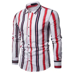 Fashion Mens Formale Slim Fit regolare a manica lunga camicia di cotone elegante abbondante Cash Business Dress Shirt Tops White2448786