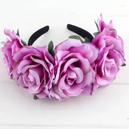 Party Decoration Boho Decor Beach Rose Wedding Festival Headband Hairband Floral Garland Wreath False Flower Crown Headpieces