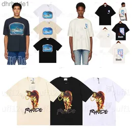 Designer masculino Rhudet Shirt Camisa simples feminina Casual Casual Letra Graffiti Tirina Moda High Street Hip Hop Camisa de manga curta unissex Luxury T-Shirt Reub