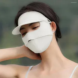 Máscara solar de protetora solar de face completa da bandana upf50 com proteção UV ao ar livre, condução de seda facekini