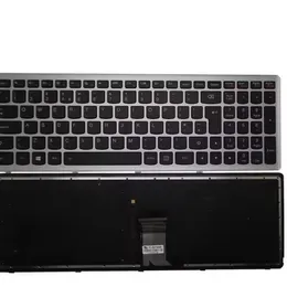 Teclado de laptop para Lenovo Z710 U510 Reino Unido UK 25211325 25211356 25211294 com quadro de prata retroiluminado