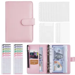 Not defterleri A6 DIY PU Deri Defter Binder Bütçe Bütçe Haftalık Planlayıcı Organizatör 6 Yüzük Bağlayıcı Kapak Gider Bütçe Sayfaları Pvc Note Kitap Kapağı