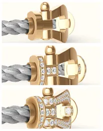 Heißverkauf berühmte Marke 925 Silber großer Hufeisenmanschettenarmband mit 18 Karat Gold Hochqualität Paar DIY Seilschmuck Großhandel 4347810