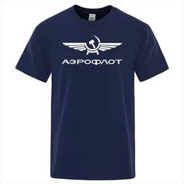 Męskie tshirty Rosyjskie linie lotnicze Russell Pilot Aerospace Aviateur Tshirt for Mens Summer Bawełna krótkie rękawy Modne swobodne odzież Owwrotna TSHI J240426