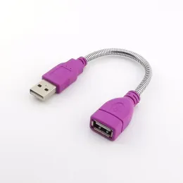 الملحقات الجديدة كابل امتداد USB 1pcs الأرجواني USB 2.0 قابس الذكور لتمديد الإناث كابل المعادن المرن 15 سم