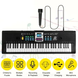 Tastiere 61 tastiera elettronica chiave con schermata digitale Kid per pianoforte elettrico multifunzionale con interfaccia microfono per principiante