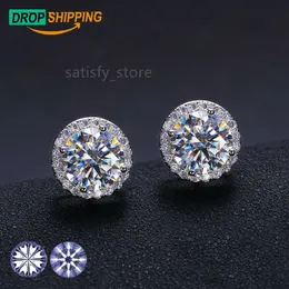 Fornitore di dropshipping di gioielli 2023 Fashion Gold Plaked 925 Sterling Sterling Sterling VVS VVS Moissanite Diamond Halo Stud