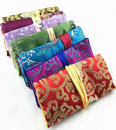 Customize Folding Jade Travel Jewelry Roll Up Bag Chinese Silk Brocade Pouch Ladies Makeup Storage Pouches Drawstring Large Cosmet3806527