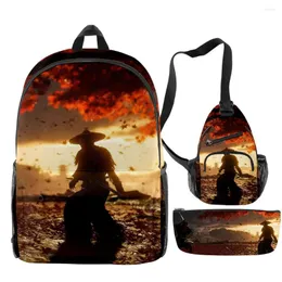 Backpack Creative Fashion Ghost Of Tsushima Game 3D Print 3pcs/Set Pupil School Bags Trendy Travel Laptop Chest Bag Pencil Case