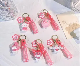 귀여운 애니메이션 Kuromi Anrio Jewelry Keychain Pink 아름다운 PVC 키 링 액세서리 7430913