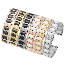 Para Women Man Bracelet Cerâmica Combinação de aço inoxidável Banda de relógio 12 14 15 16 18 20 22mm Strap Fashion Watch Watchwatch Band 240409