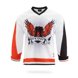 Hóquei Vimost Phoenix Design White Ice Hockey Jersey Nome pessoal Número de personalização v roupas de hóquei no pescoço