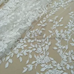 Fashionable Bridal Lace Fabric Laser Ivory Laser Cut Dress Lace 130cm Bredd Lace Tyg Sell Yard 240417