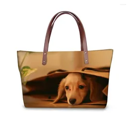 Shoulder Bags Funny 3D Dachshund Dog Pattern Tote Bag For Women Ladies Top-handle Travel Large Handbag