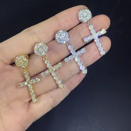 choucong hip hop dangle أقراط مجوهرات فاخرة 925 جنيه إسترليني الفضة الذهب حشوة جولة قطع 5A Zircon cz cz diamond الأنيقة عالية الجودة الحزب woemn drop ropring