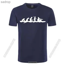 T-shirty męskie 2022 Zabawna ewolucja Rowing T-shirt 2022 NOWOŚĆ MENS MENS DELAK T-shirt Wysokiej jakości męskie powieść z nadrukiem Top Mens T-ShirtXW