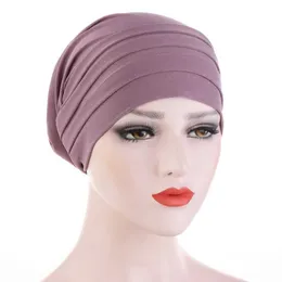 Bandanas durag New Inverno Candy Color Turbo Hat Chemical Treatment Bascia Fronte Post Hat Muslim Bascia Accessori per capelli da donna 240426