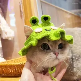 Cat Costumes Pet Year Decoration Cute Hat Little Frog Sunflower Knitted Open Ears Gift Pastoral Cosplay Clothing