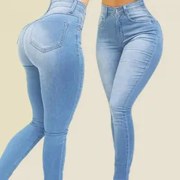 Damen Jeans Push Up dünne Bleistifthosen Mode hohe Taille Solid Color Jeanshose Vintage Long Streetwear