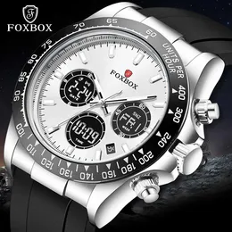 Kol saatleri lige moda erkek foxbox üst marka orijinal sile grubu aydınlatılmış su geçirmez tarih izle lüks seti q240426