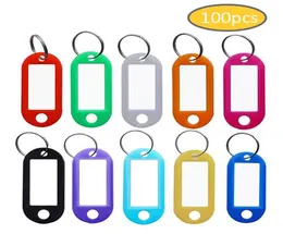100pcslot Tough Plastic Keychain Tags Tags Id Rótulo Tags Nome de nome com anel dividido para bagagem Número da sala Correntes -chave impedem as tags perdidas4254447