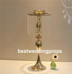 Novo estilo Gold Crystal Tall Flower Stand Vases Centerpieces para mesa de casamento 08347376293