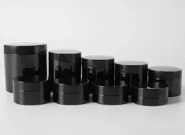 Garrafas de armazenamento 20pcs 50ml 60ml 80ml 100ml 120ml 150ml 200/250m Plástico vazio Creme preto jarra de pet panela de embalagem cosmética com tampa