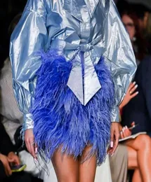 スカート女性Xury Fur Skirt Feathers Outfits High Waist Bodycon Party Clotes Ostrich Feather Mini Short Skirtskirts4388408