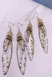 Handmade Fairy Simulation Wing Earrings Insect Butterfly Drop Foil Romantic Bridal Jewelry 2106246401499