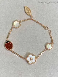 Jóias Bracelets Designer Van Clover Bracelet Seven Star Ladybug 925 Sterling Silver Plated 18K Gold Lucky Ladybug Five Flor Bracelet