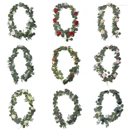 Fiori decorativi 190 cm Flower Garland Rose Vine Plant Silk per arredamento dell'arco di nozze