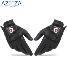 Gloves 1Pair Men's Golf Gloves Soft Leather Sheepskin Left Right Hand Sport Grip Gloves Antiskid Beginner Practice Golf Accessories