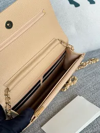 10A upgraded magnetic hasp metal zip handles chip authentication mini caviar sheepskin womens chain wallets with box purses shoulder bag crossbody bag 118