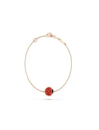 Bracelete de Ladybug de grife rosa -de -ouro de ouro e meninas valentina039s dia Mother039s Jóias de noivado do dia