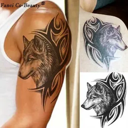 Transfer per tatuaggio Hot Wolf Hot Temporary Tattoo Sticker Men Donne Black Animal impermeabile Tattoo Multi Styles Transfer Acqua Tatuaggio Falso Lungo Lancia 240426