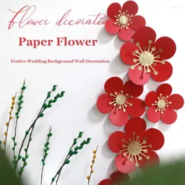 Dekoracja imprezy 6 szt. Zestaw papierowy kwiat Wedding Tło Układ okna Chen Mei Wall Red Flowers