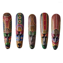 Party Decoration Wooden Mask Wall Hanging Solid Wood Carving Painted Decor Bar Home Decorations African Totem Crafts A